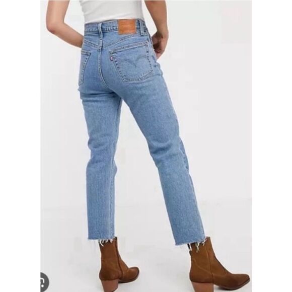 Levi’s 501 high rise raw hem straight crop jeans button fly 28 - Picture 1 of 13